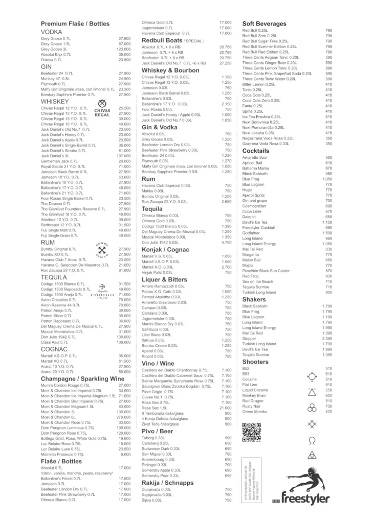 freestyler winter stage pricelist cenovnik 2025