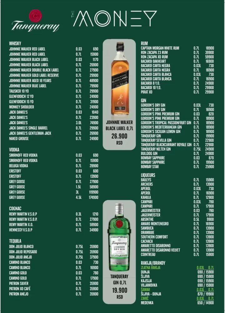 money splav belgrade pricelist 2023