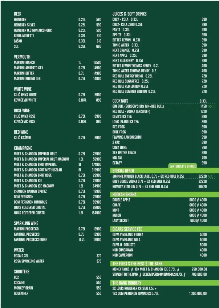 money splav belgrade cenovnik price list 2023